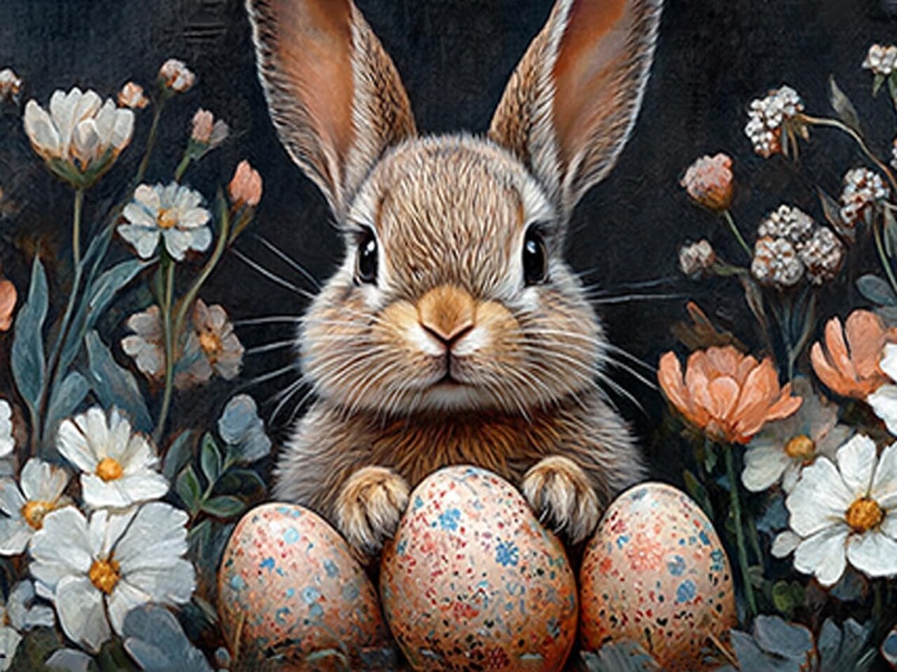Rabbit Diamond Painting Kit for Adults – 5D Easter Egg DIY Full Drill Gem Art for Home Wall Decor 12×16 in